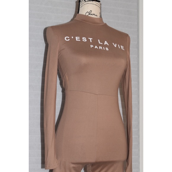 Tan sporty body suit